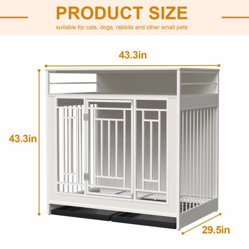 Large 43.3 Inch Wooden Dog Kennel Furniture with Divider