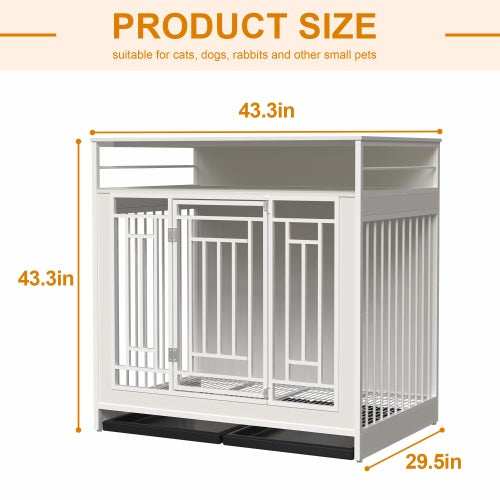 Large 43.3 Inch Wooden Dog Kennel Furniture with Divider - Purrfect Pet Haven