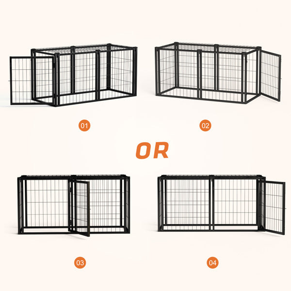 Black Iron 48 Inch Wide Front or Side Door Access Indoor Dog Cage
