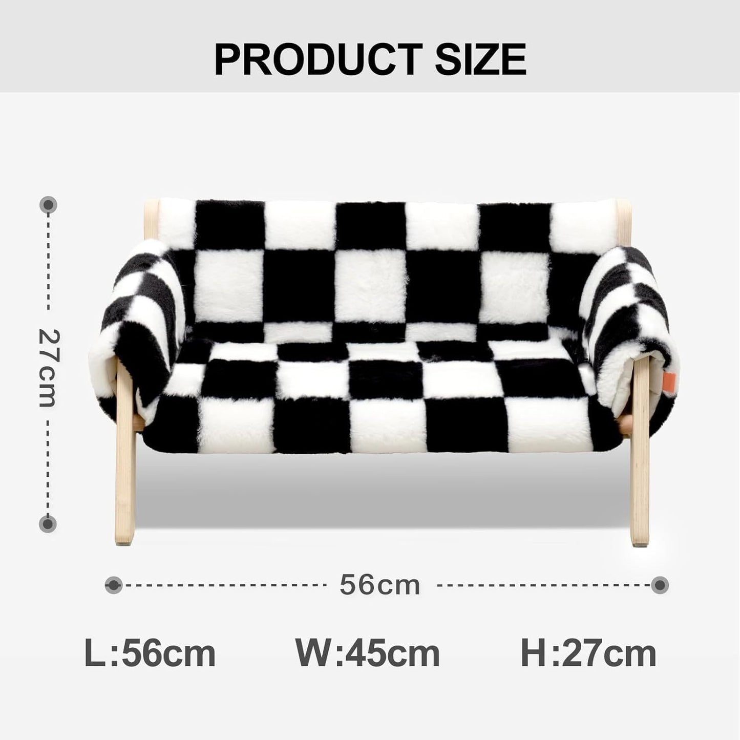 Raised Cat Bed - Wooden Legs Checkerboard
