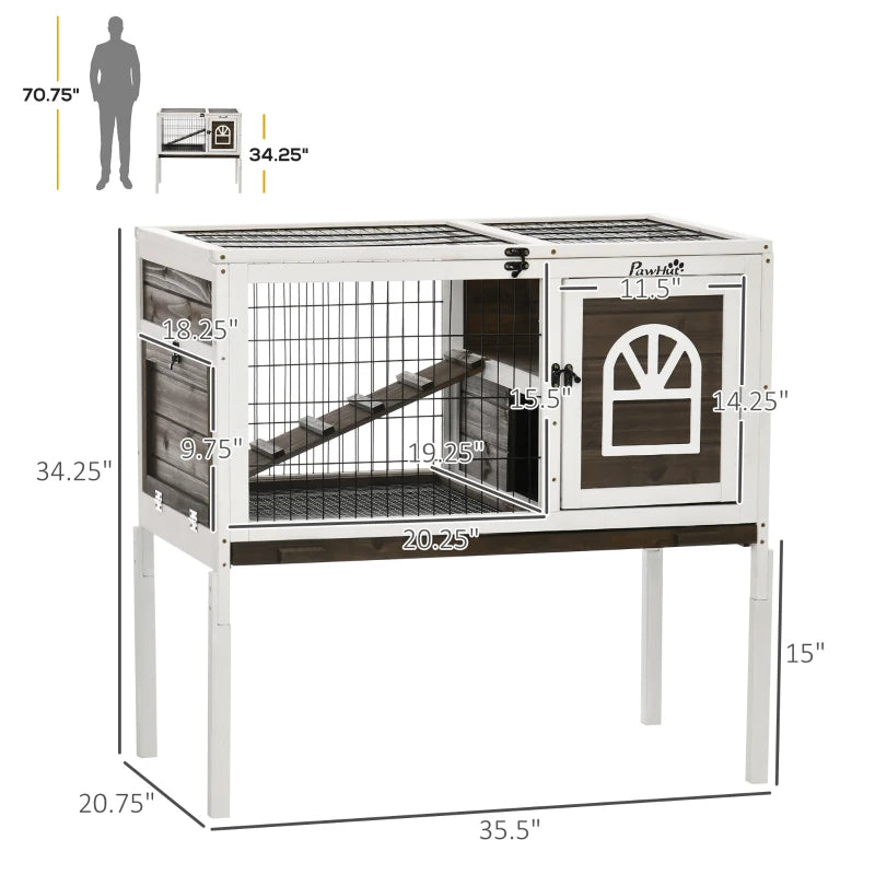 Small Elevated Pet Cage - Two Level Rabbit-Guinea Pig Hutch