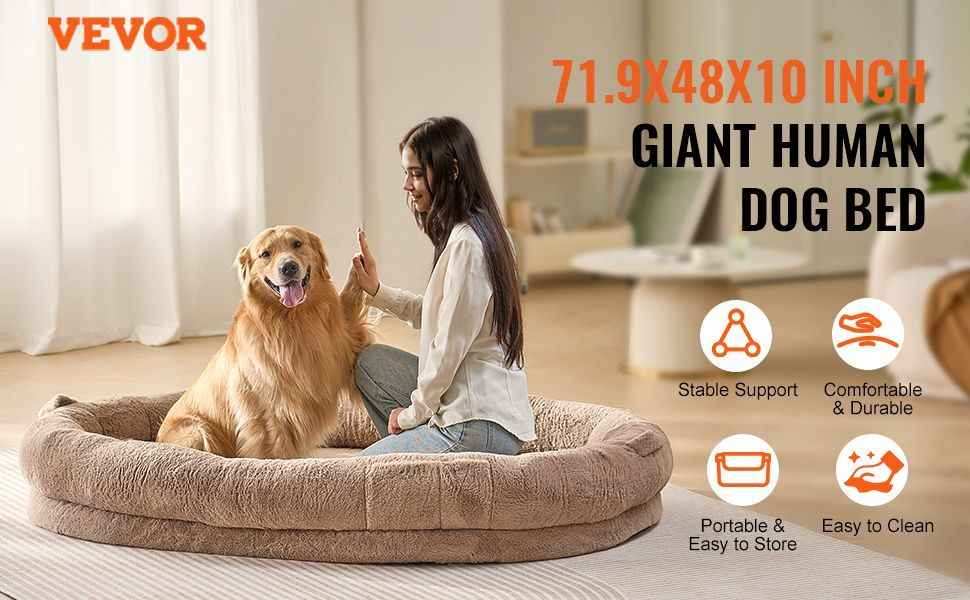 Giant Human Dog Bed - 72" Washable for Adults & Large Dogs