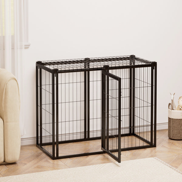 Black Iron 48 Inch Wide Front or Side Door Access Indoor Dog Cage