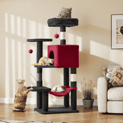 44-Inch Cat Tree - Multi-Level with Hammock & Sisal Posts - Purrfect Pet Haven
