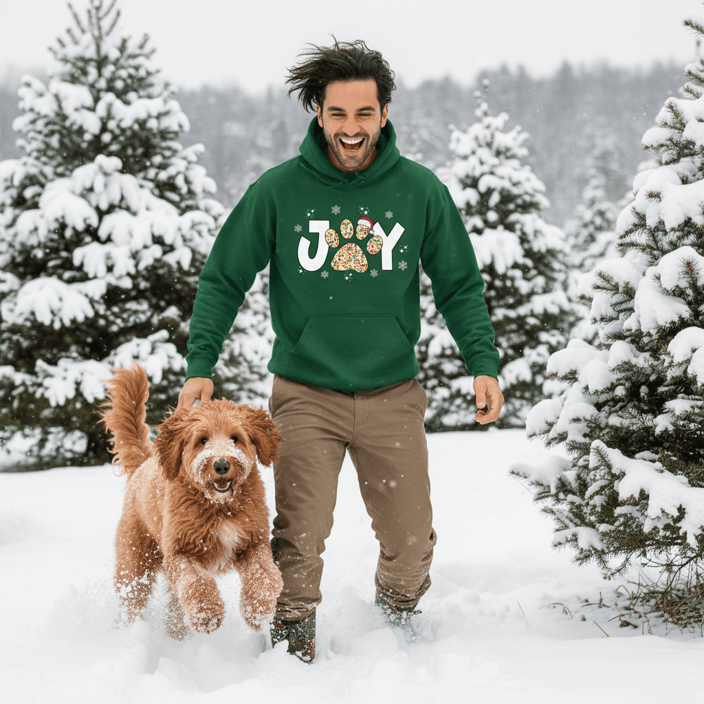 Joy Paw Hoodie - Festive Christmas Pet Lover Sweatshirt - Purrfect Pet Haven