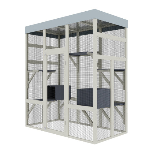 Wefulfil tall beige mesh pet aviary with multiple shelves and nesting boxes Pet Enclosure With Waterproof Top for outdoor cats