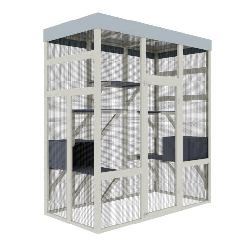 Wefulfil Pet Enclosure With Waterproof Top outdoor cat aviary with mesh panels perches and secure door