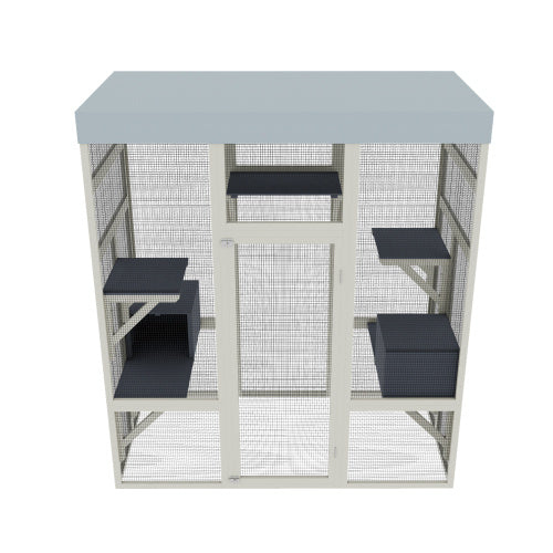 Wefulfil Pet Enclosure With Waterproof Top metal mesh outdoor run with multiple platforms and sheltered roof