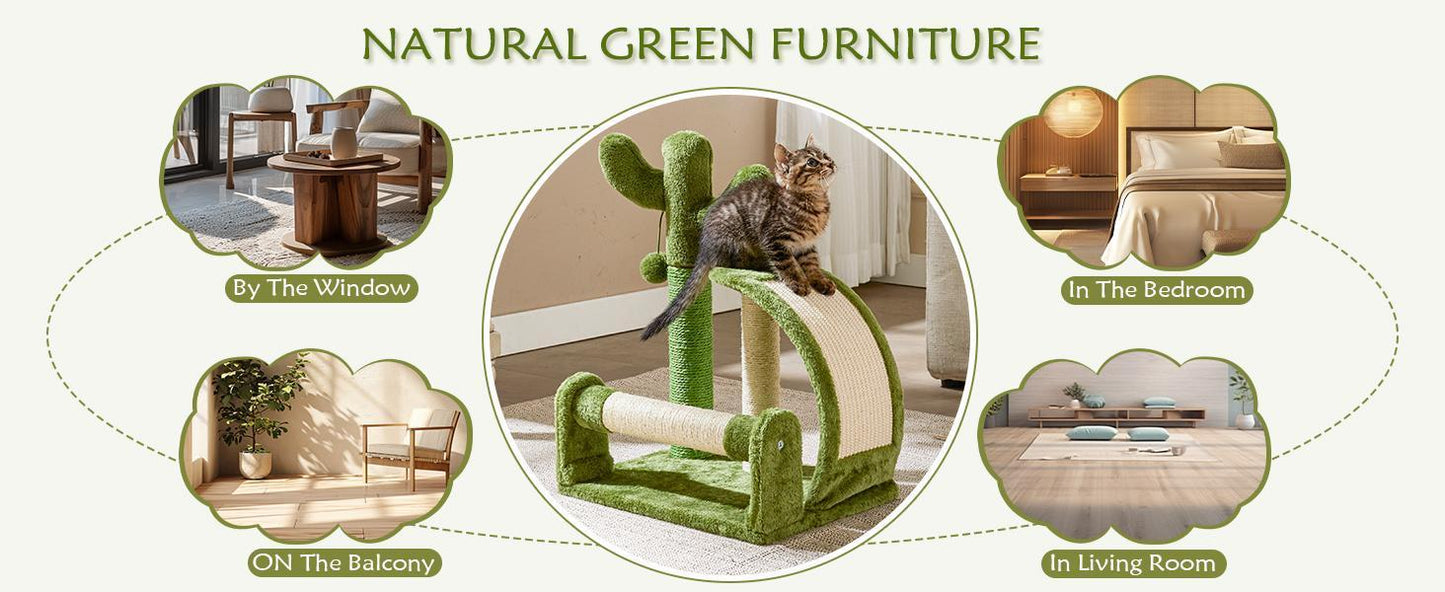 Wefulfil Green Cactus Shape Cat scratching post and climbing furniture for cats