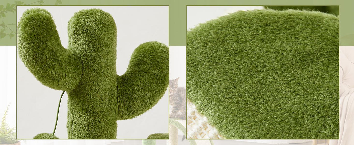 Wefulfil Green Cactus Shape Cat plush toy made of soft green fuzzy material for pet supplies