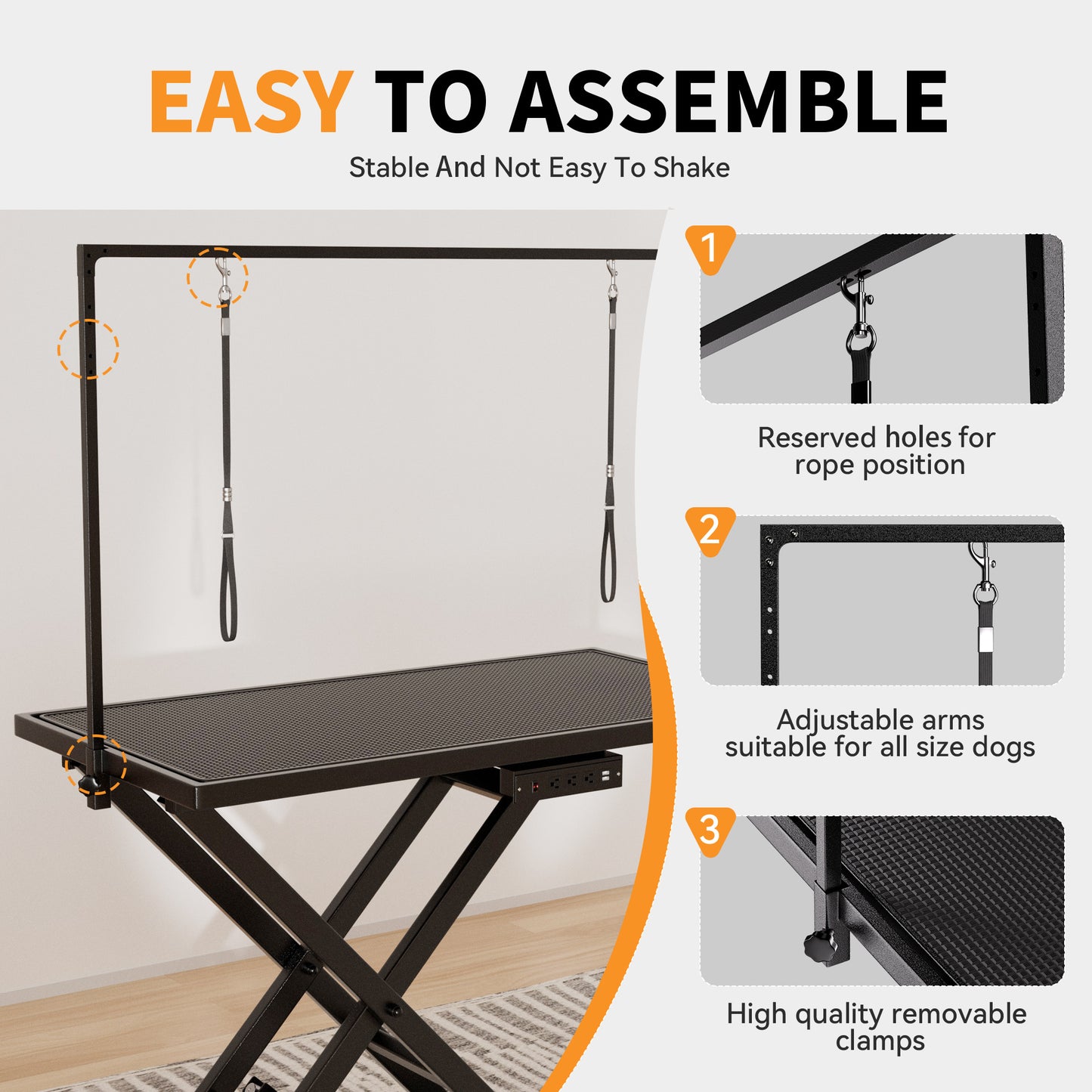 Wefulfil height adjustable pet grooming table with scissor lift base overhead arm and adjustable clamps