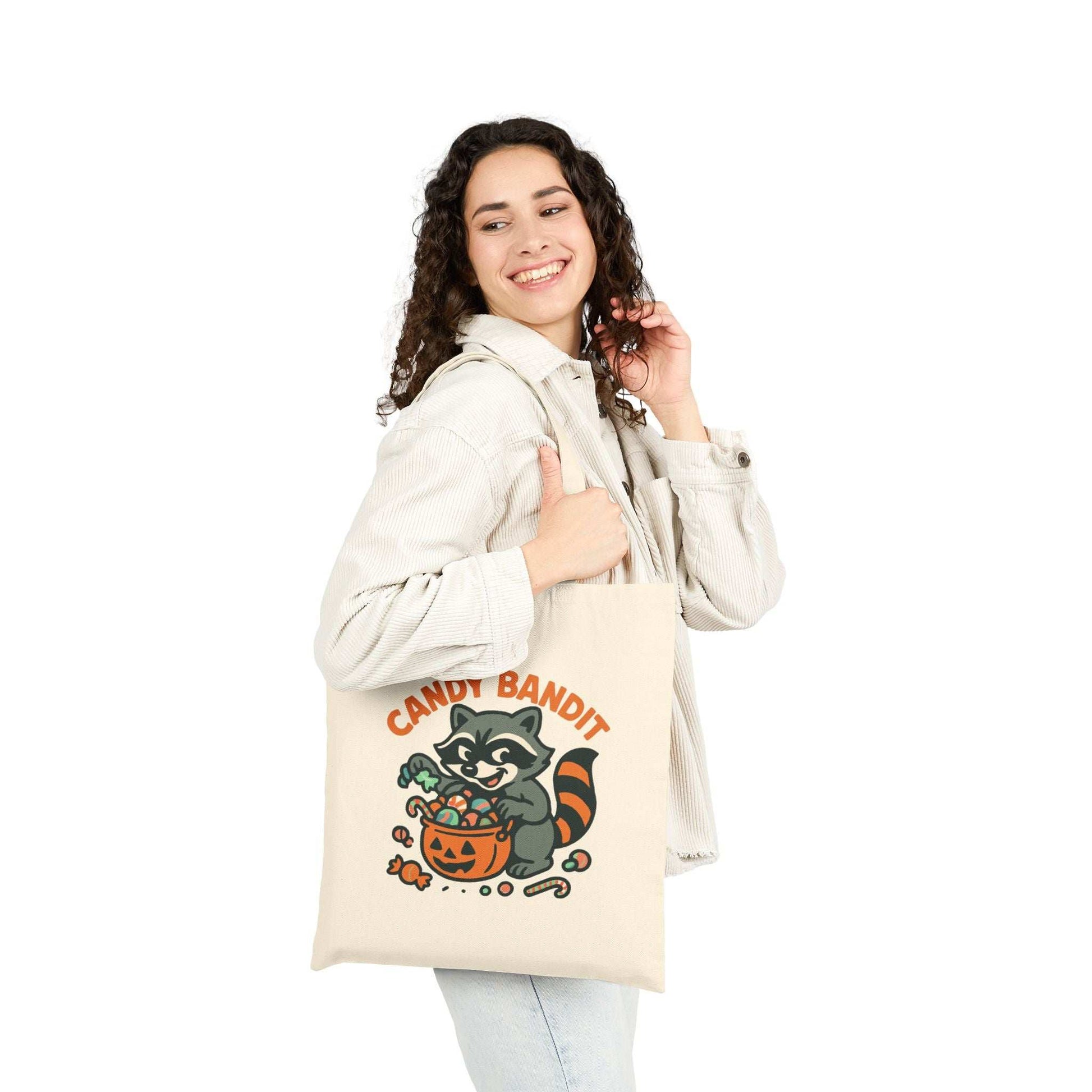 Halloween Cotton Canvas Tote Bag - Trick or Treat Candy Bandit - Purrfect Pet Haven