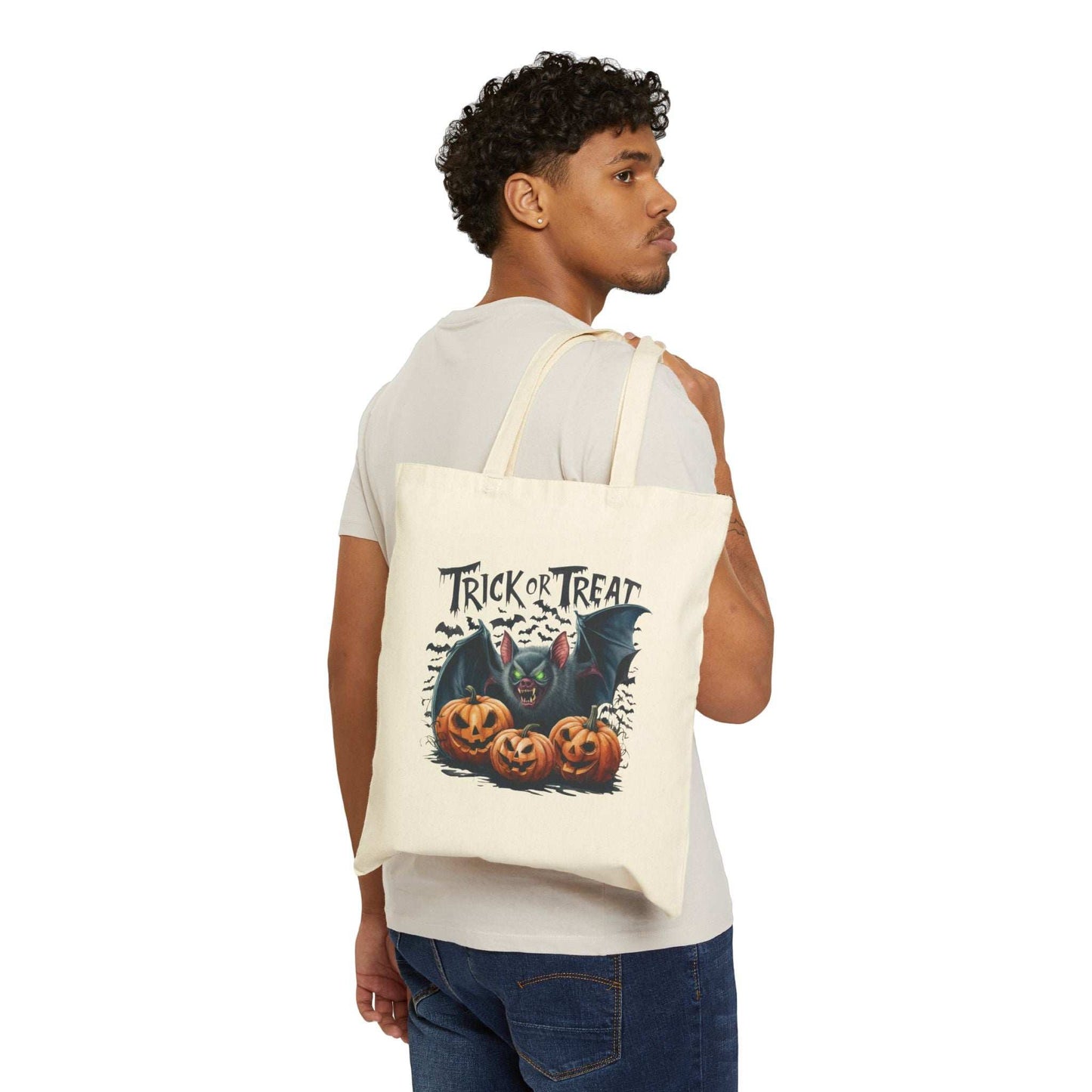 Halloween Cotton Canvas Tote Bag - Trick or Treat Candy Bandit - Purrfect Pet Haven