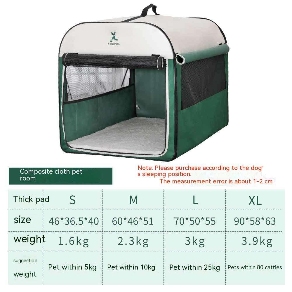 Dropshipman large dog kennel house portable foldable green fabric dog crate with mesh windows and removable pad