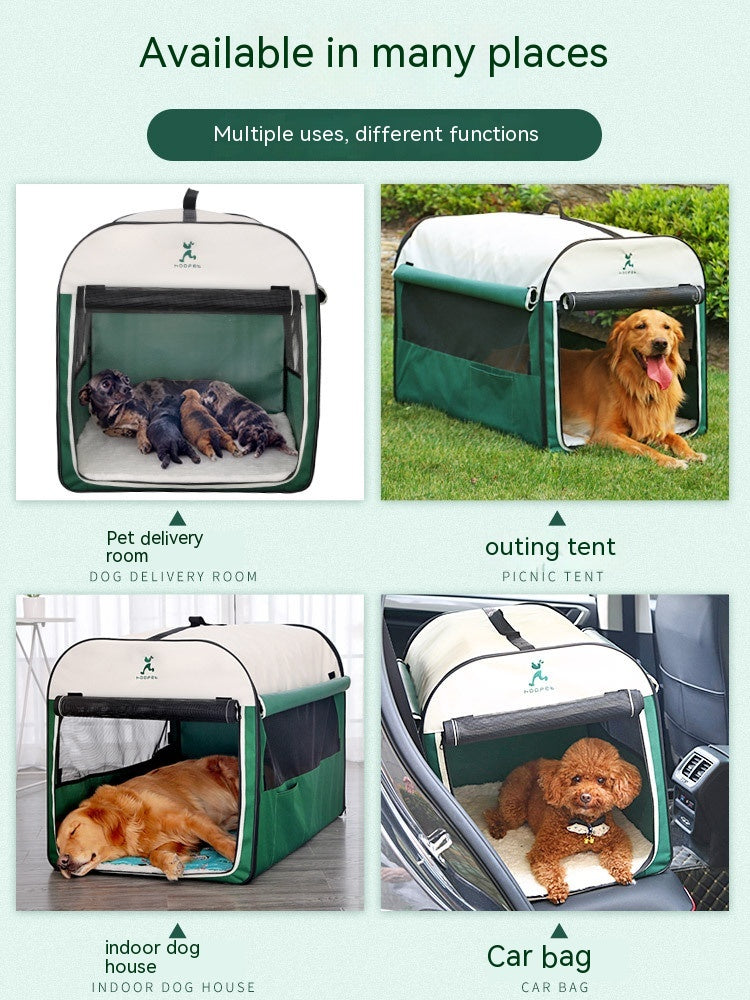 Dropshipman large dog kennel house foldable green and white pet tent for indoor outdoor and car use
