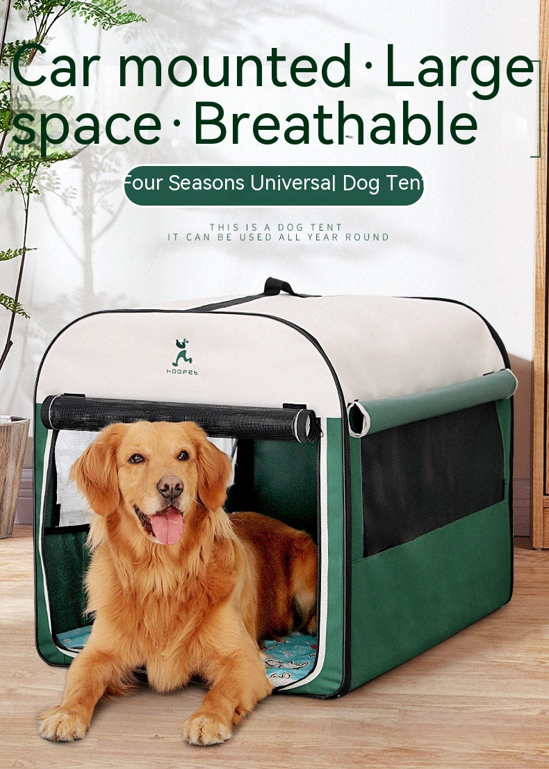 Dropshipman large dog kennel house portable breathable four seasons dog tent with golden retriever inside
