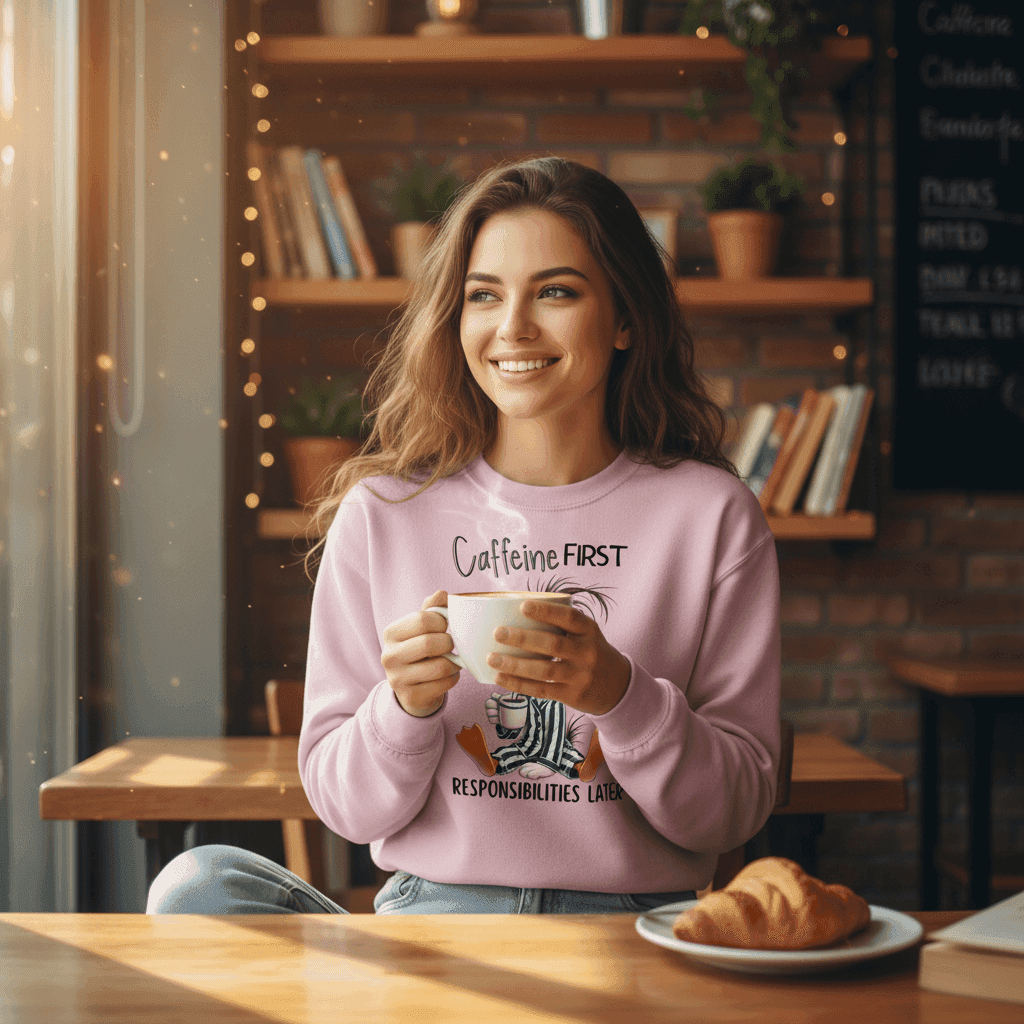 Caffeine First Responsibilities Later Sweatshirt - Purrfect Pet Haven