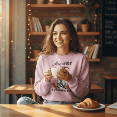 Caffeine First Responsibilities Later Sweatshirt - Purrfect Pet Haven