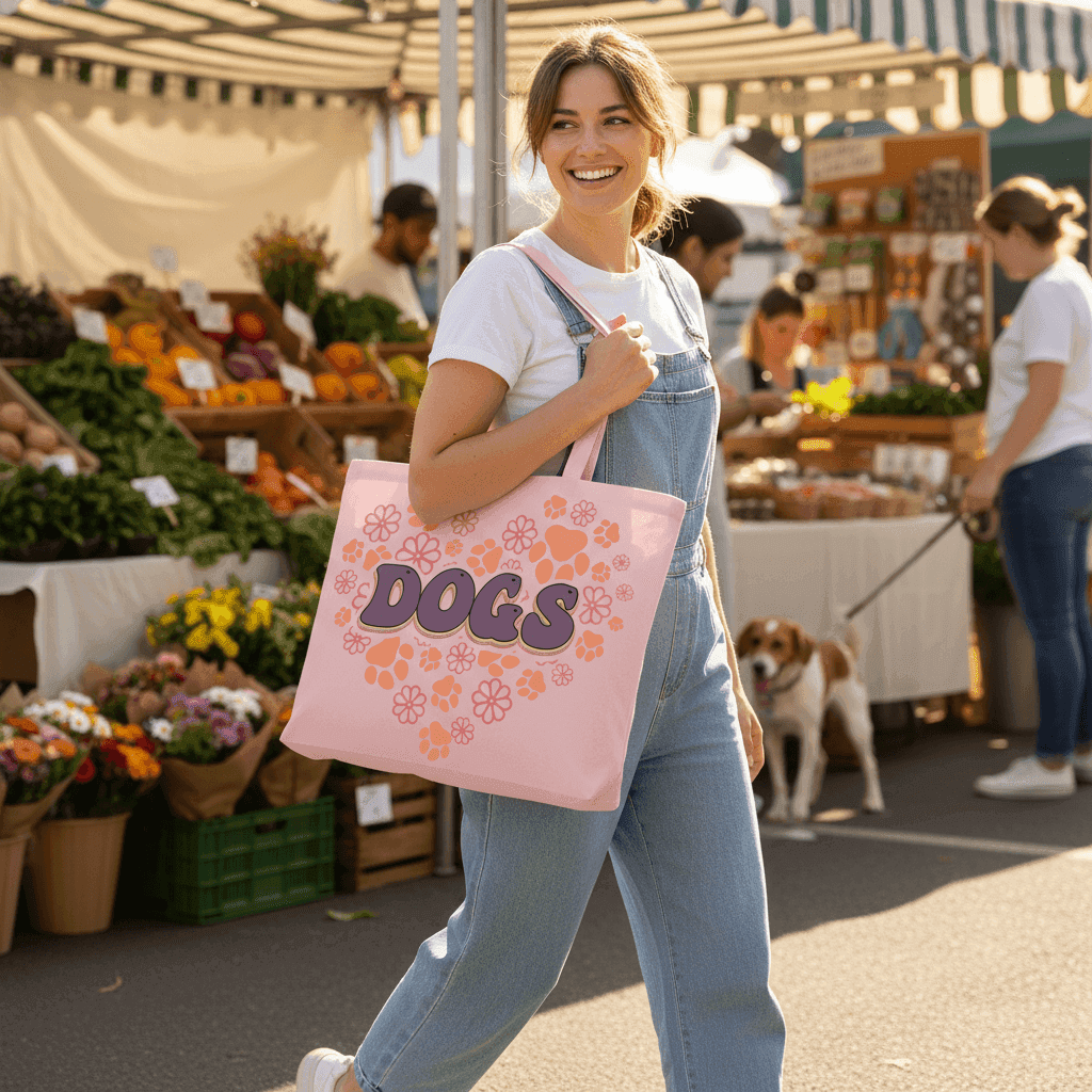 Dog Lover Tote Bag with Heart Paw Prints for Dog Moms - Purrfect Pet Haven
