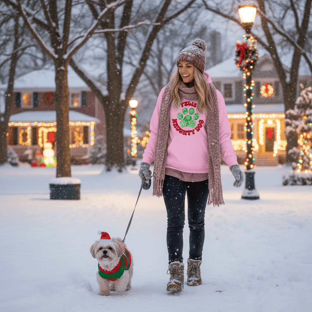 Feliz Naughty Hoodie - Funny Christmas Pet Lover Sweatshirt - Purrfect Pet Haven