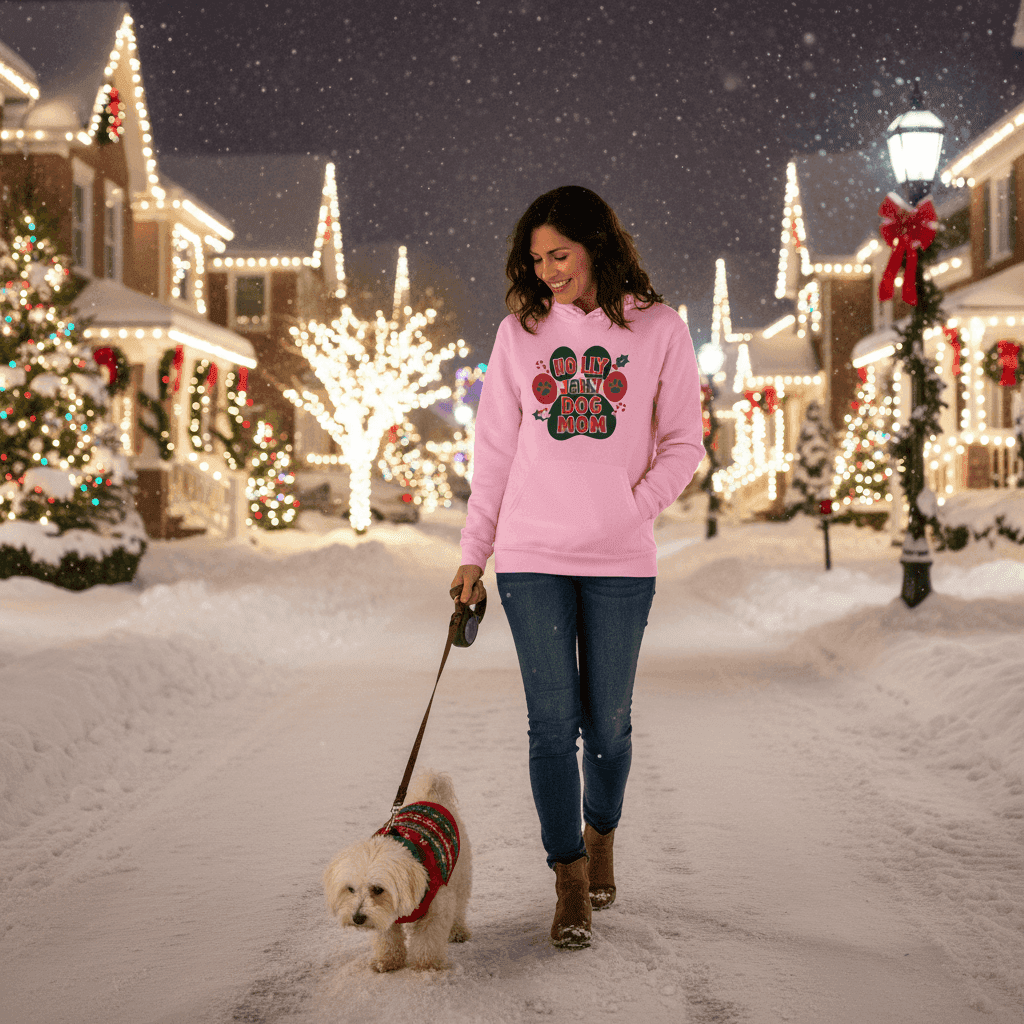 Holly Dog Mom Hoodie - Festive Christmas Pet Lover Gift - Purrfect Pet Haven
