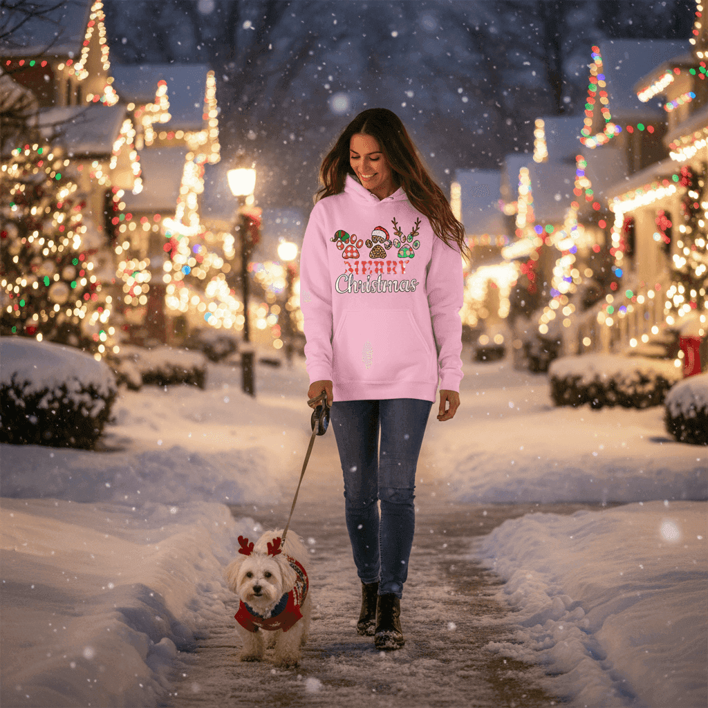 Merry Paws Hoodie - Cute Christmas Pet Lover Sweatshirt - Purrfect Pet Haven