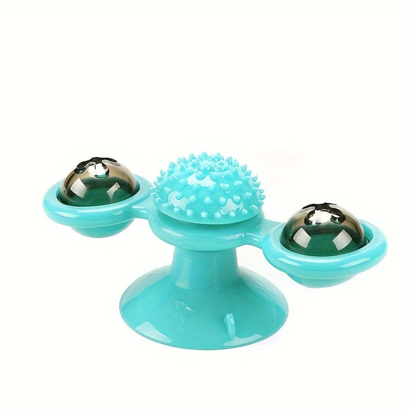 Wefulfil Massager Cat Toy in blue with textured center and dual rotating balls for pet play