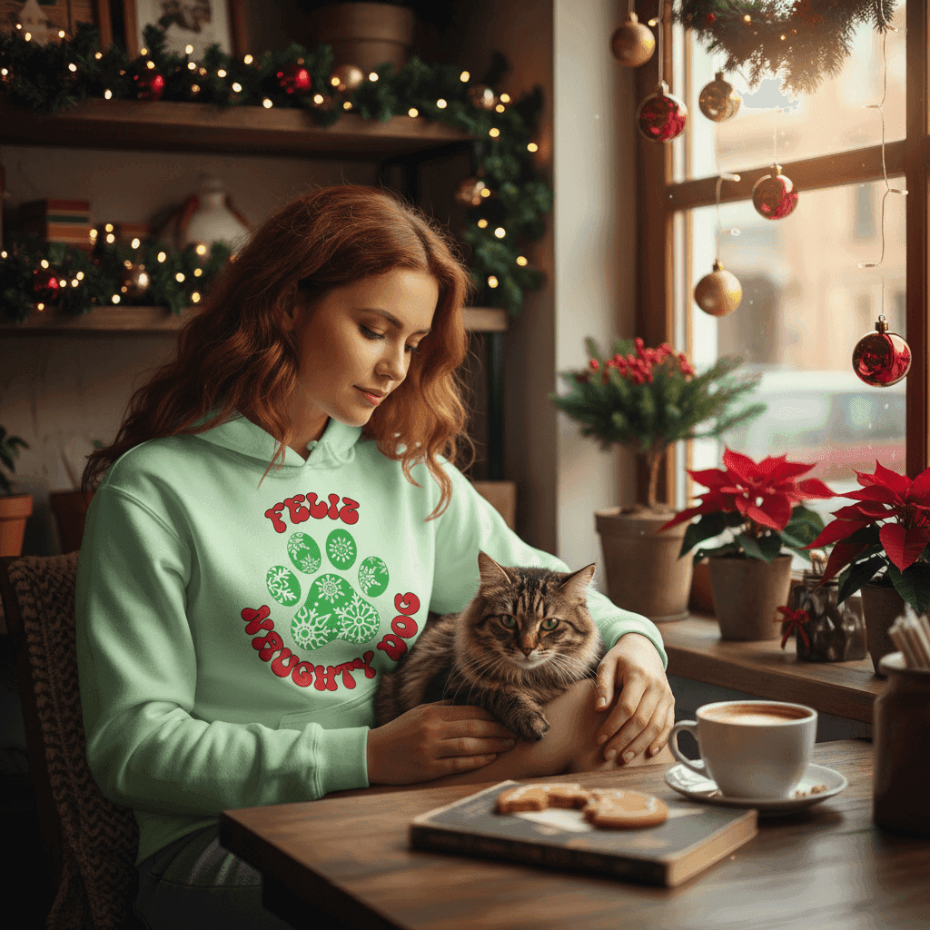 Feliz Naughty Hoodie - Funny Christmas Pet Lover Sweatshirt - Purrfect Pet Haven