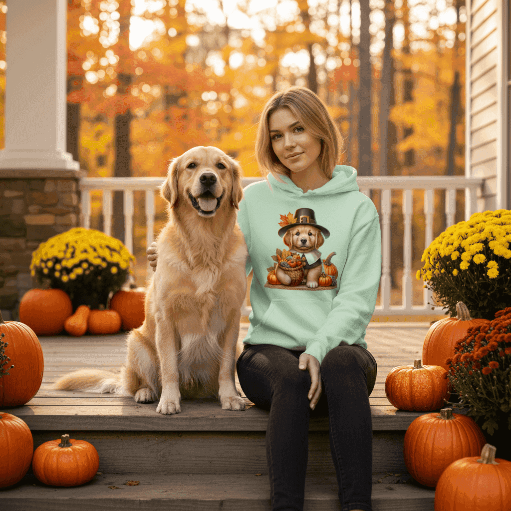 Golden Retriever Thanksgiving Hoodie - Puppy Turkey Hat Sweatshirt - Purrfect Pet Haven