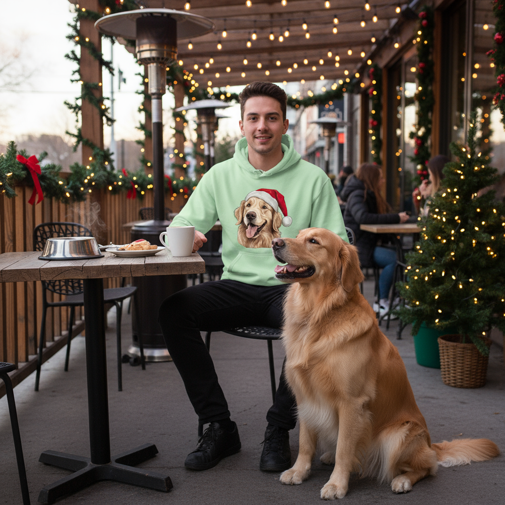 Mint Green Golden Santa Hoodie Lifestyle