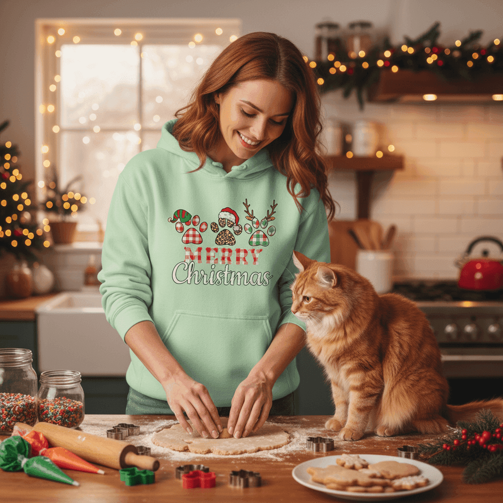 Merry Paws Hoodie - Cute Christmas Pet Lover Sweatshirt - Purrfect Pet Haven