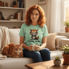 Try Me Cat Coffee Tee - Funny Sarcastic T-Shirt - Purrfect Pet Haven