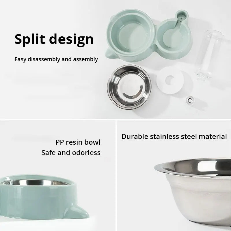 Wefulfil automatic pet water fountain split design with mint PP resin bowl and stainless steel inner bowl