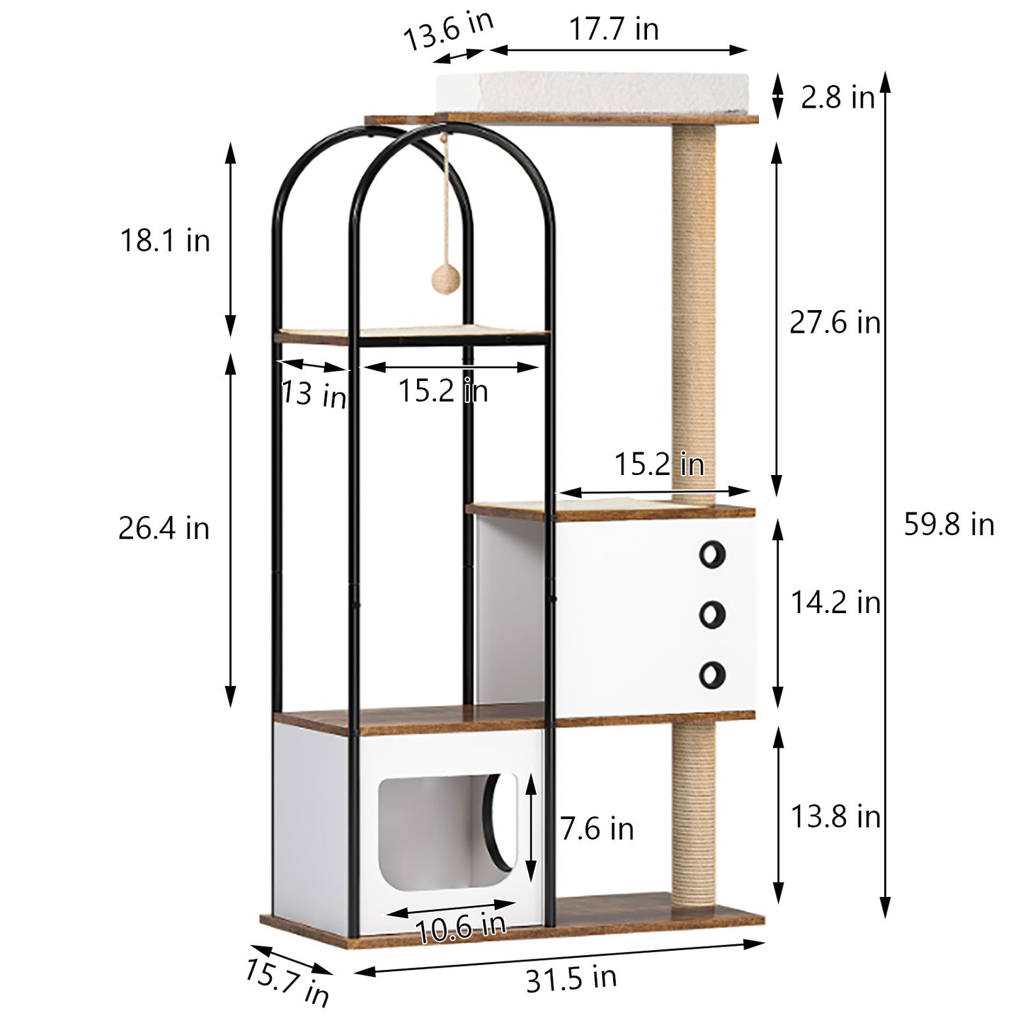 Wefulfil Modern Arched Cat Tree Tower with multiple levels and scratching posts for cats