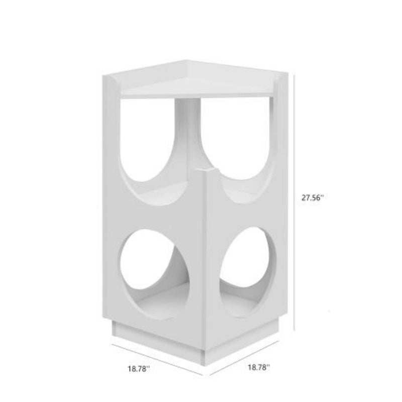 Wefulfil modern cat furniture tower in white with circular openings and triangular top design