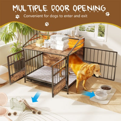 Wefulfil Furniture Style Dog Crate with multiple door openings for easy dog entry and exit