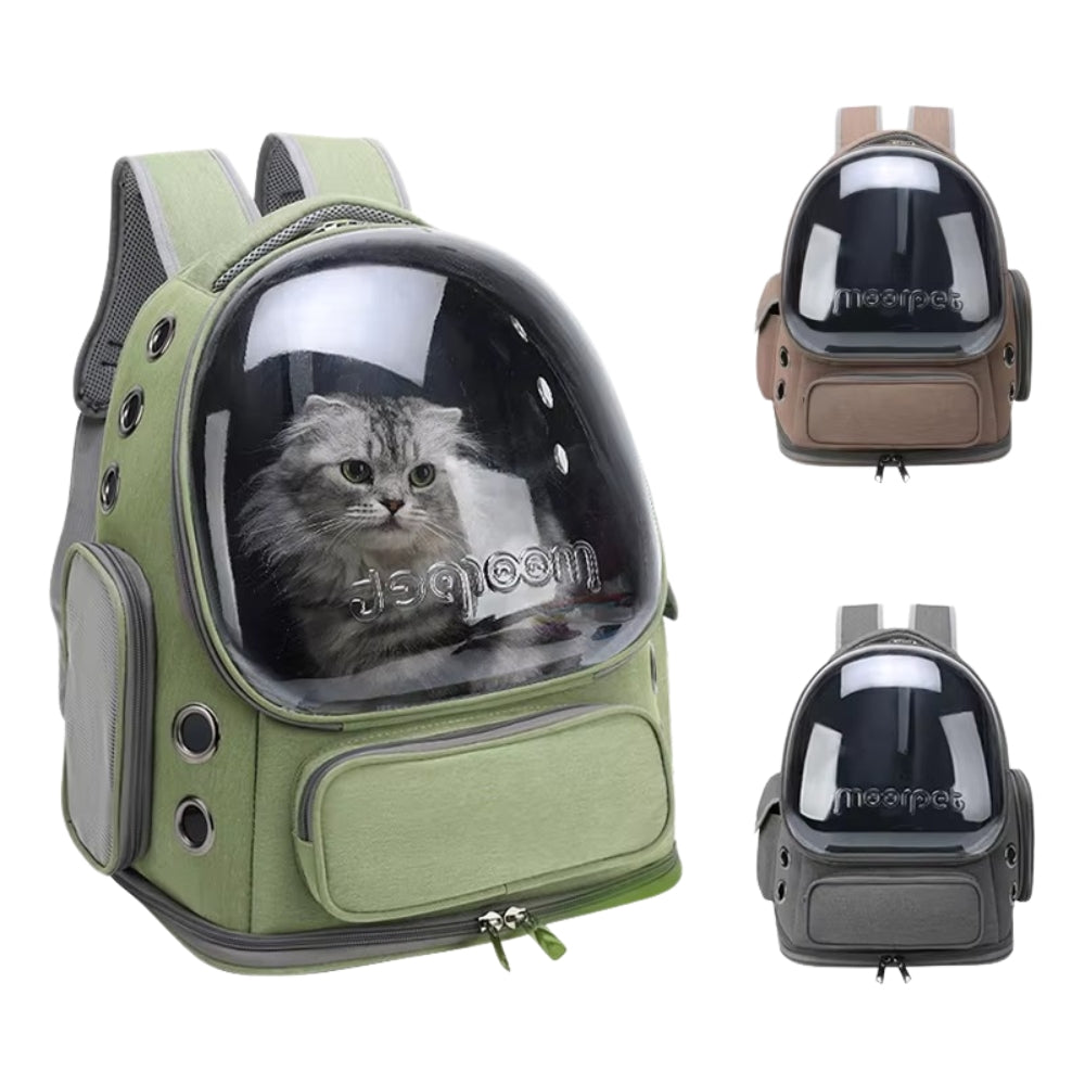 Purrfect Pet Haven breathable cat backpack carrier with transparent bubble window and side ventilation for travel