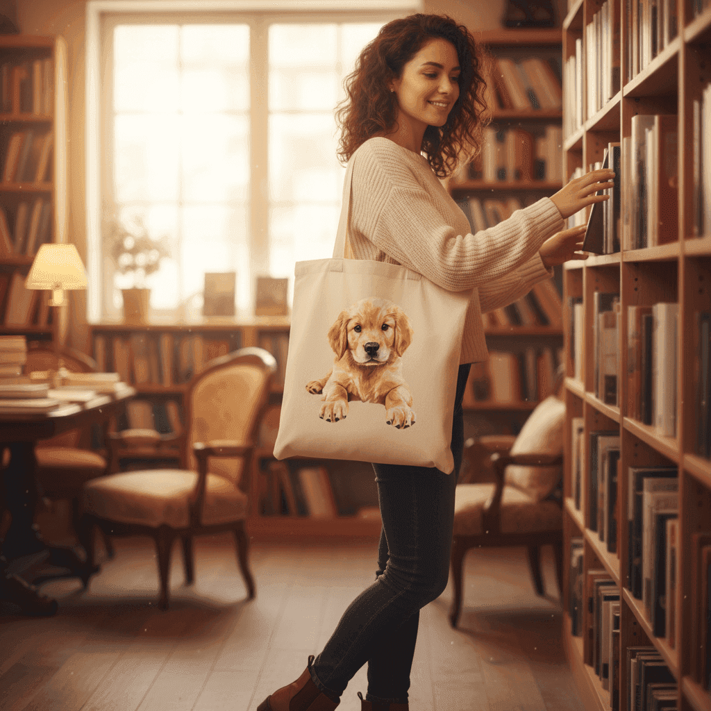 Golden Retriever Puppy Tote Bag - Adorable Baby Dog Canvas - Purrfect Pet Haven