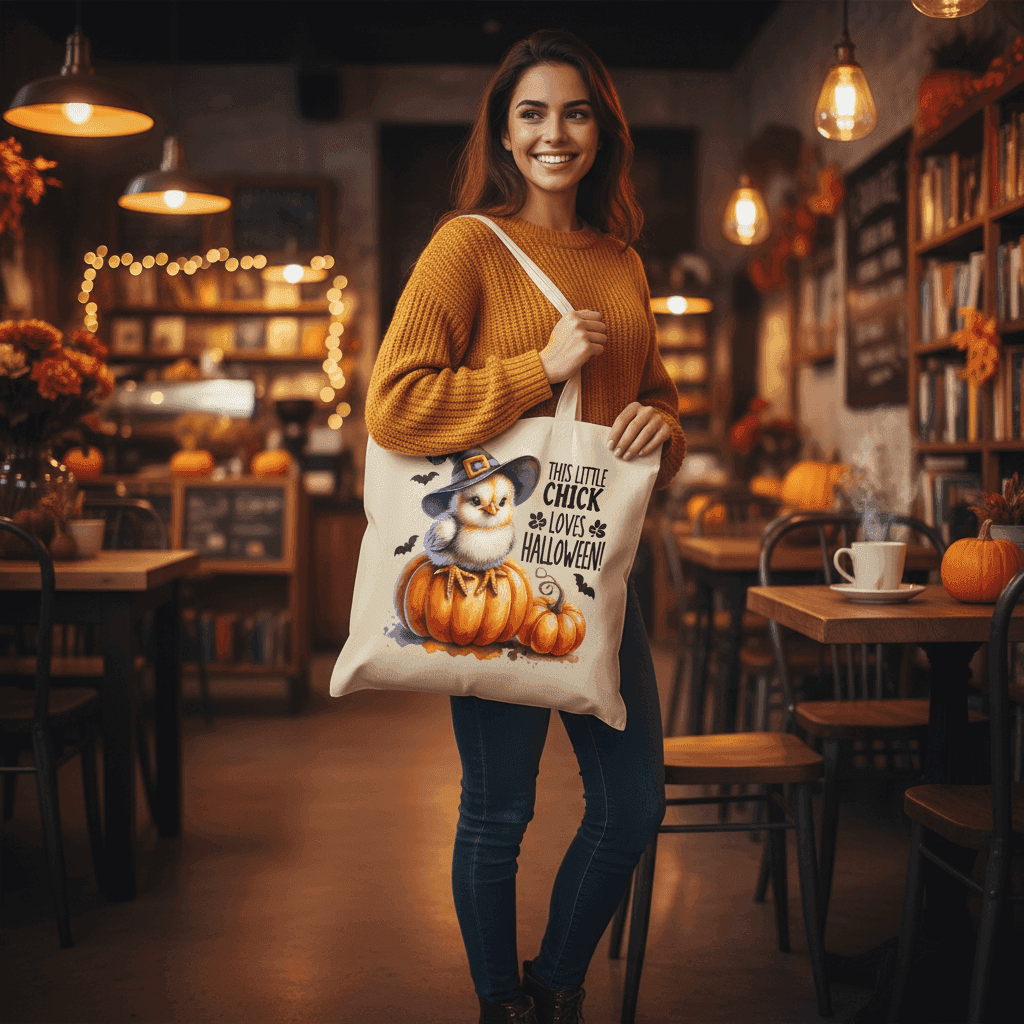 Halloween Chick Tote Bag for Trick-or-Treating - Cute Witch - Purrfect Pet Haven