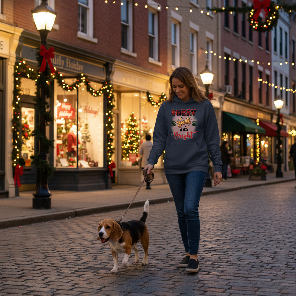 Navy Furry and Bright Hoodie Lifestyle