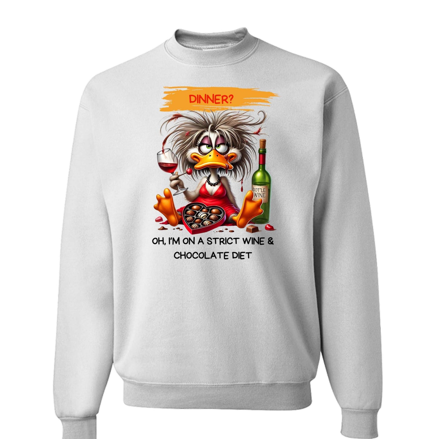 Funny Wine and Chocolate Diet Sweatshirt - Cozy Humor Gift - Purrfect Pet Haven