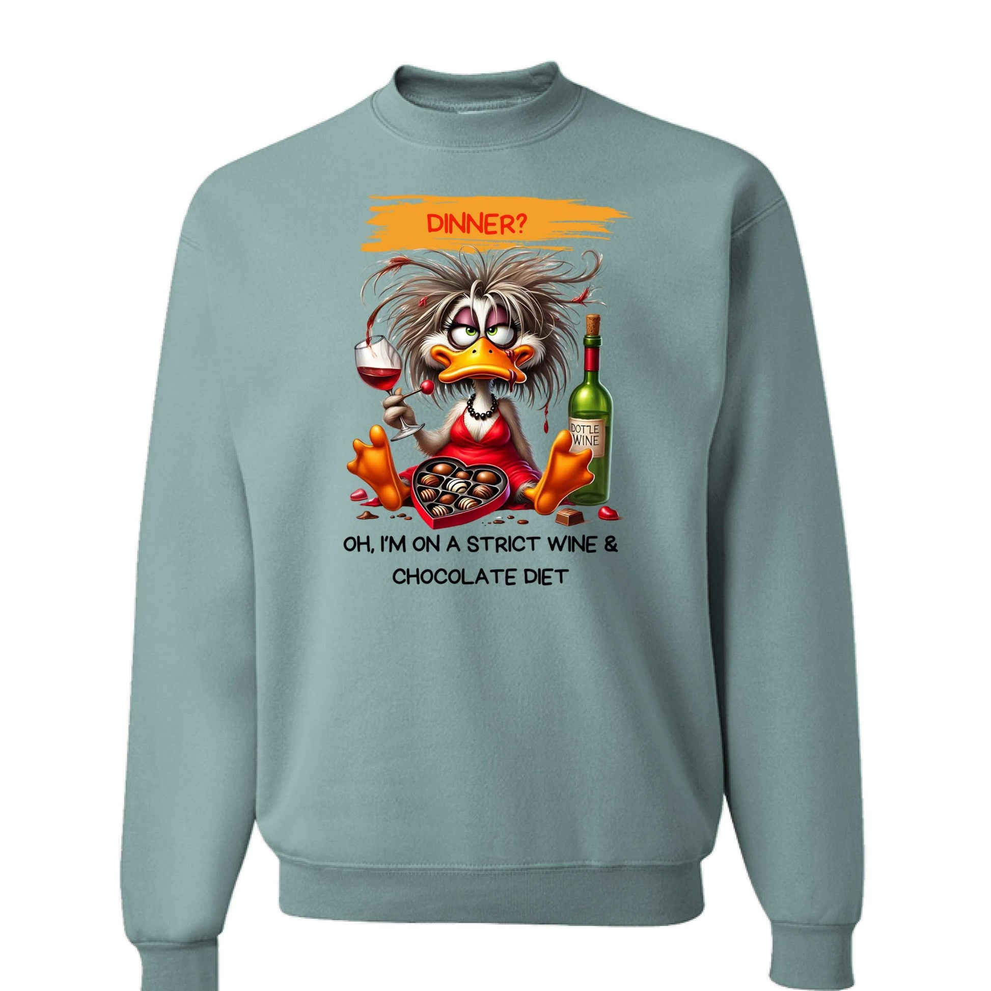 Funny Wine and Chocolate Diet Sweatshirt - Cozy Humor Gift - Purrfect Pet Haven