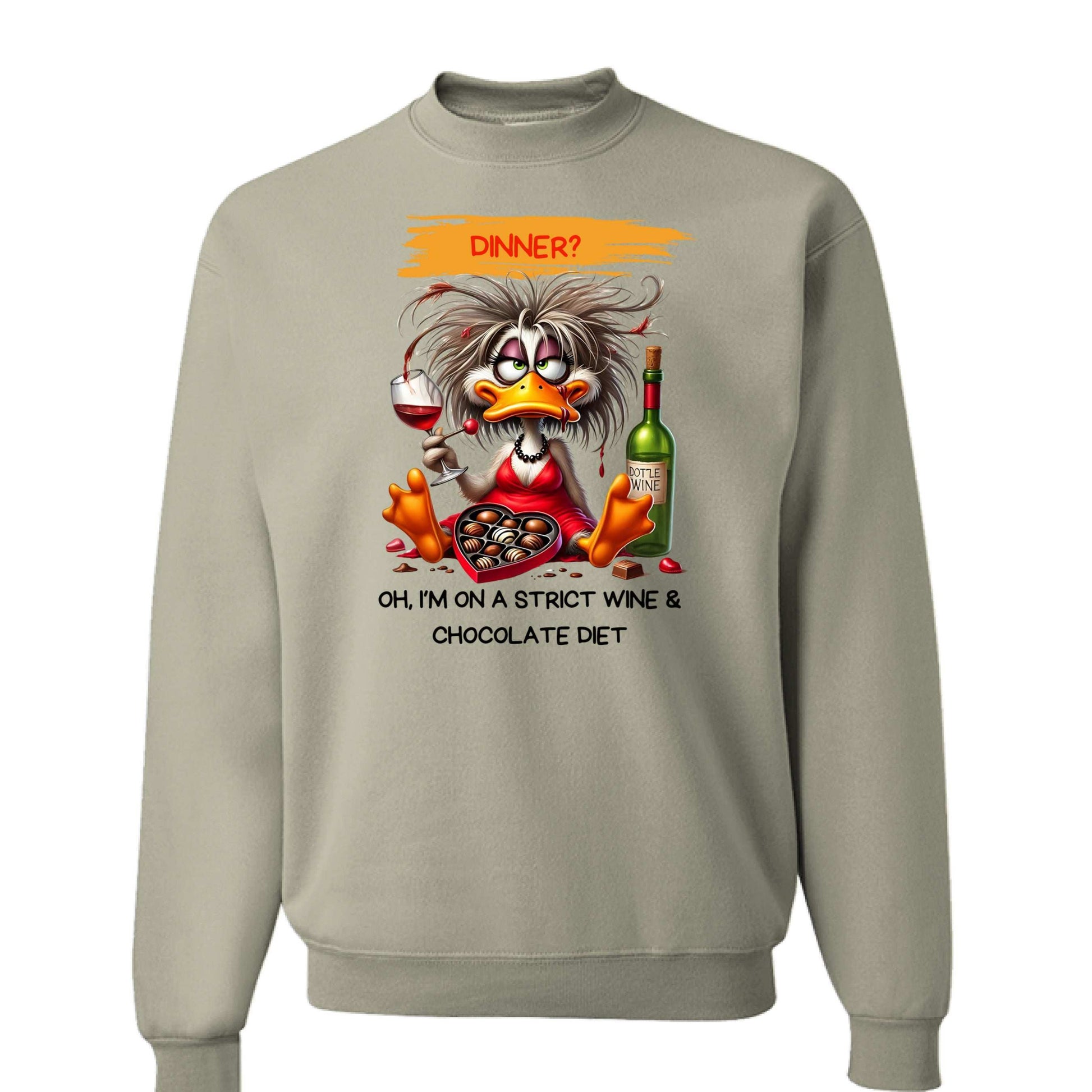 Funny Wine and Chocolate Diet Sweatshirt - Cozy Humor Gift - Purrfect Pet Haven