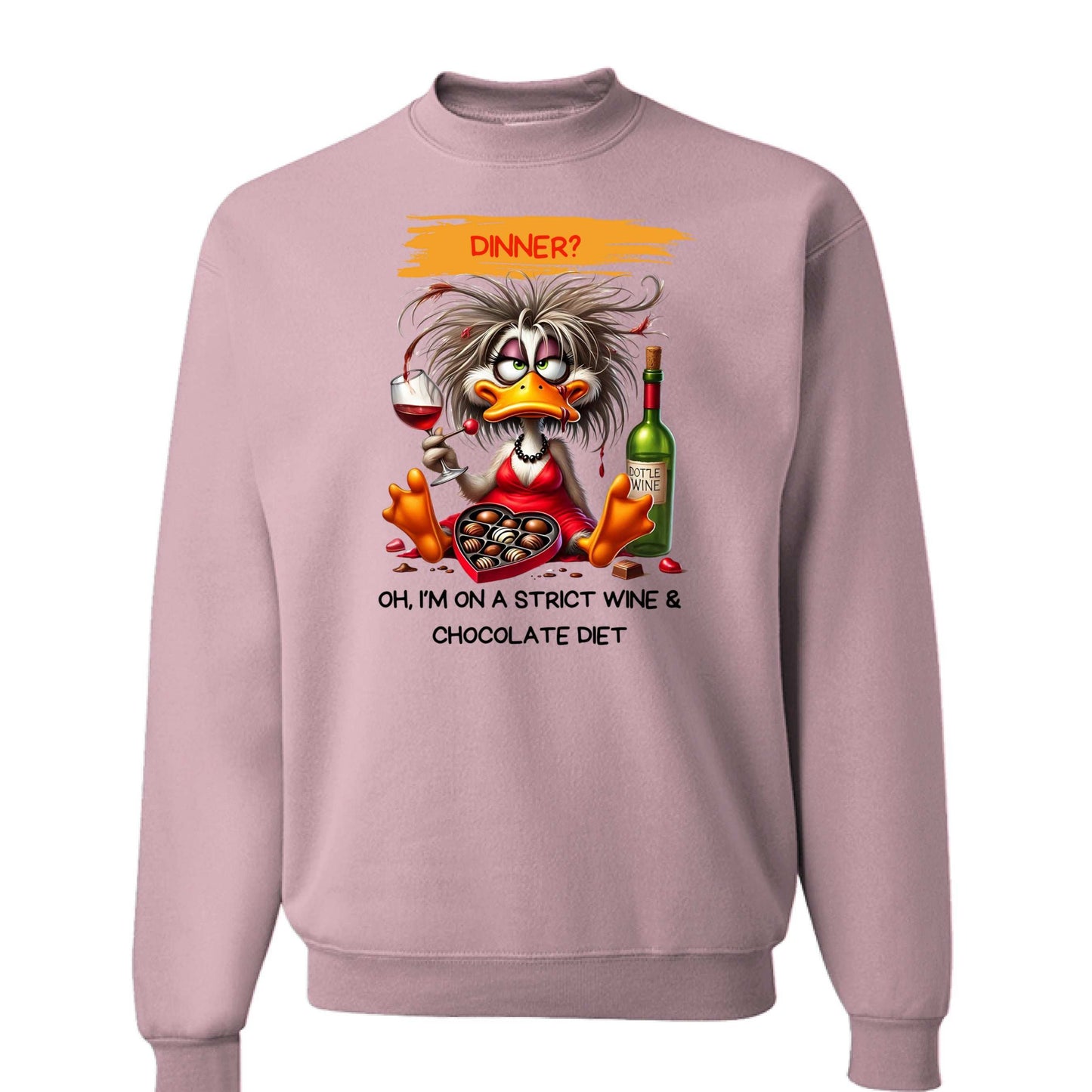 Funny Wine and Chocolate Diet Sweatshirt - Cozy Humor Gift - Purrfect Pet Haven