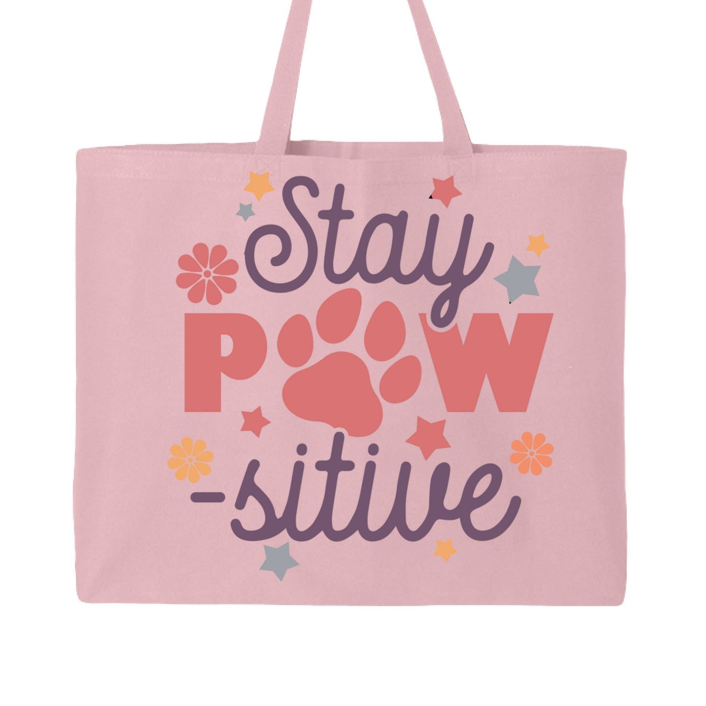 Stay Pawsitive Tote Bag with Paw Prints for Pet Lovers - Purrfect Pet Haven