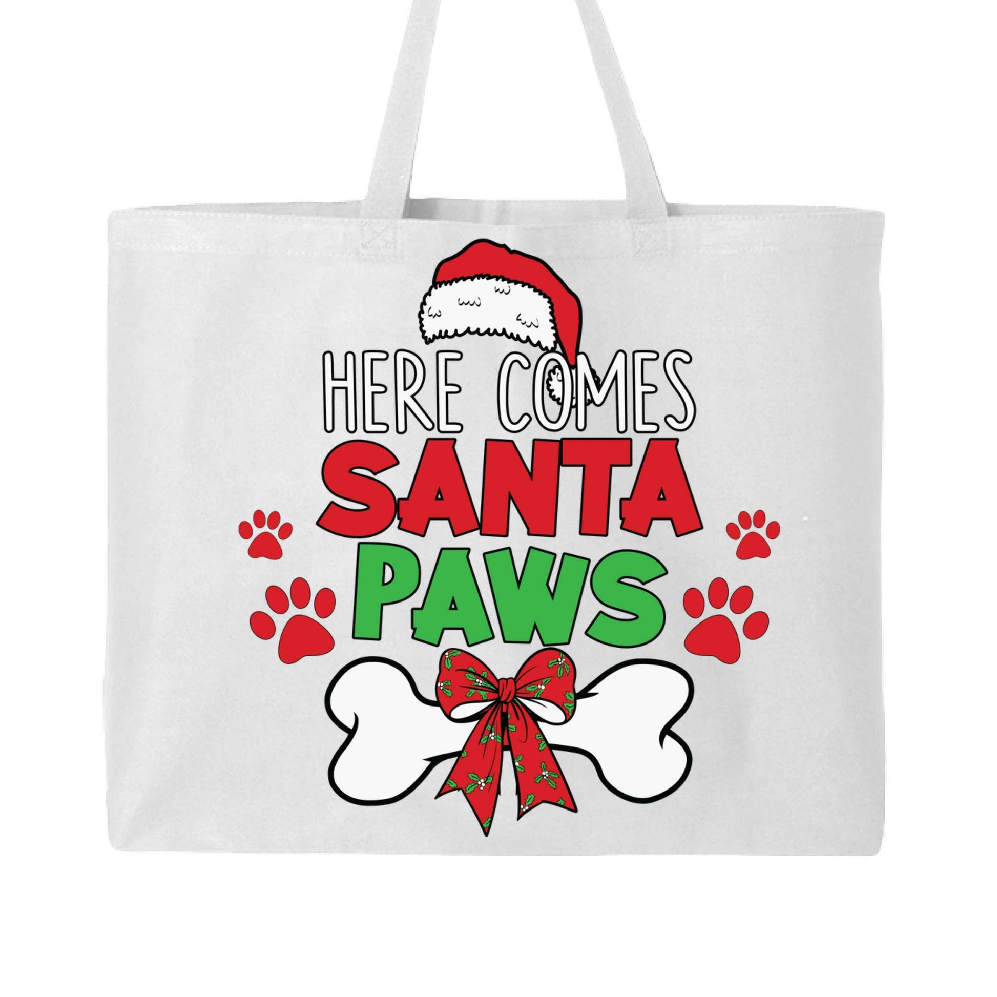 Santa Paws Holiday Tote with Festive Paw Prints for Dogs - Purrfect Pet Haven