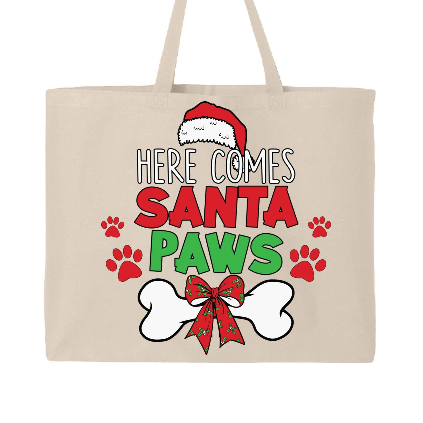 Santa Paws Holiday Tote with Festive Paw Prints for Dogs - Purrfect Pet Haven