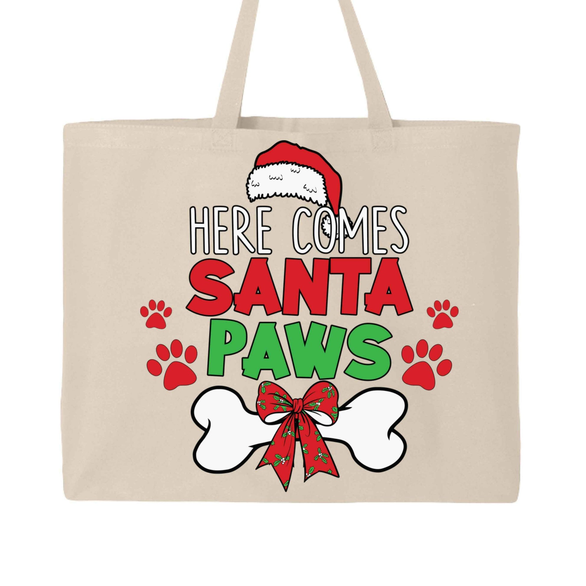 Santa Paws Holiday Tote with Festive Paw Prints for Dogs - Purrfect Pet Haven