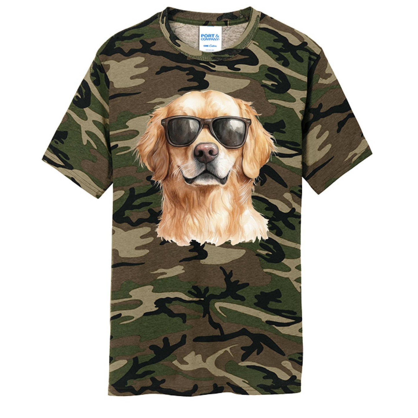 Golden Retriever Camo Tee - Cool Dog with Sunglasses - Purrfect Pet Haven