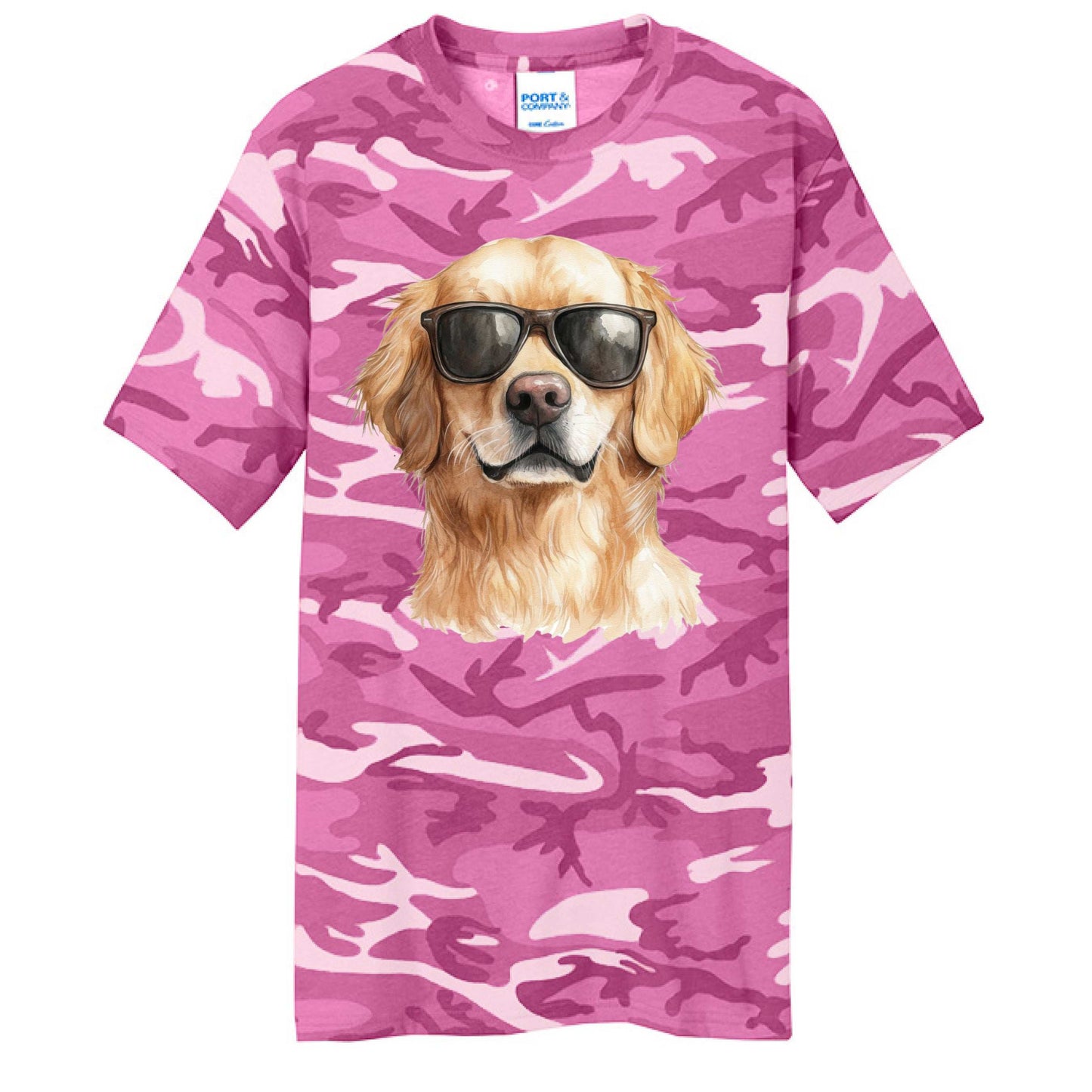 Golden Retriever Camo Tee - Cool Dog with Sunglasses - Purrfect Pet Haven